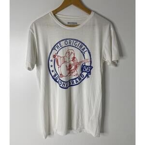 True Religion Short Sleeve Graphic T-Shirt M White Blue Buddha W/Guitar